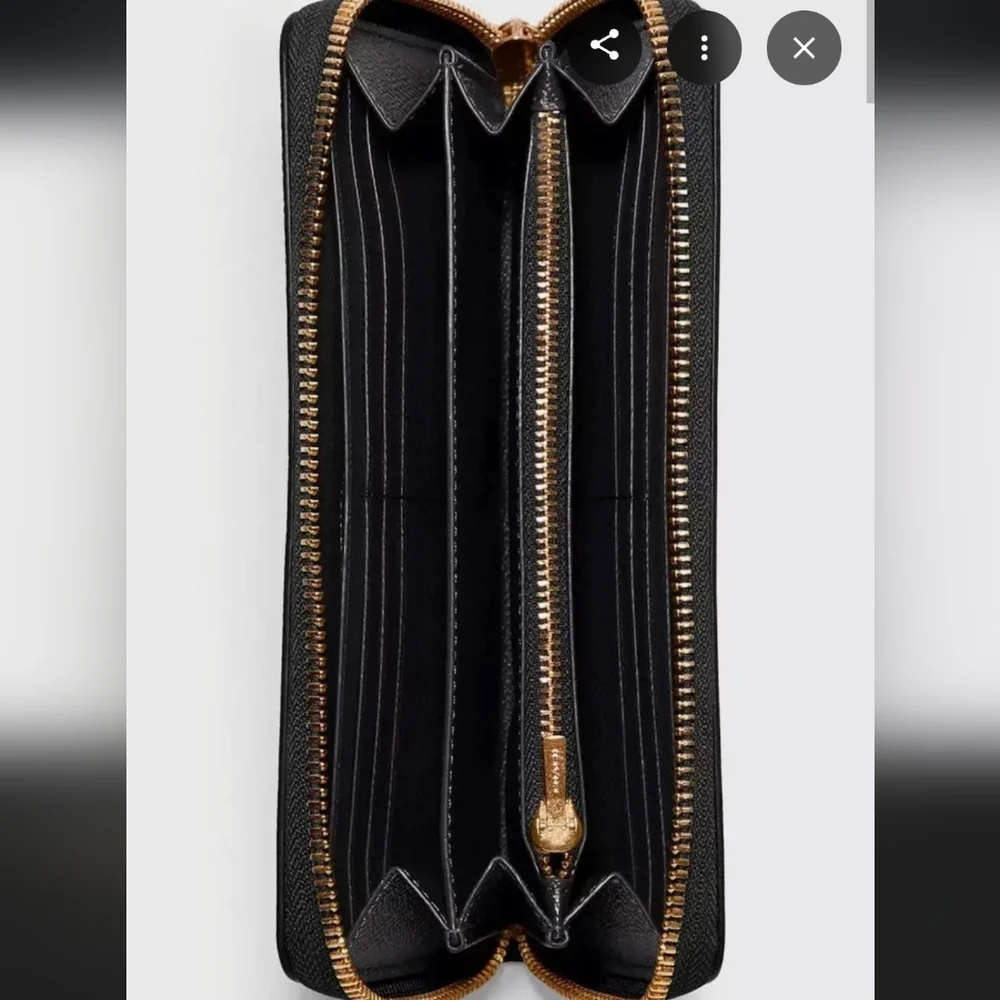 Coach Brown Signature Zip Wallet Wristlet with Gold Hardware
